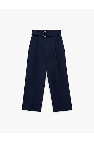 Koton Standart Bel Kemerli Geniş Paça Pantolon Lacivert 6sak40284pw