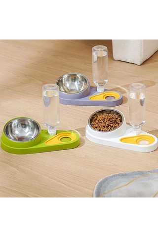 Cbtx Kedi Ve Köpek Mama Ve Suluk Pet Yeme Seti Kombinasyon Kasesi Yeşil