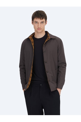 Kip Kahverengi Regular Fit Kapüşonlu Casual Dokuma Mont Kahverengi
