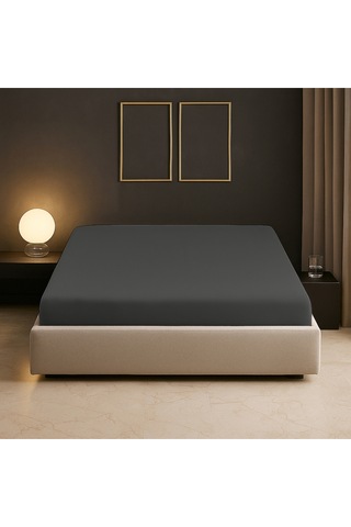 %100 Pamuk Battal Boy King Size 280x280 Cm Düz Çarşaf Antrasit