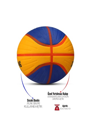 Telvesse Sarı Lacivert Basketbol Topu Grafiti Kauçuk Dayanıklı Deep Kanal Kabartmalı No:6 B66