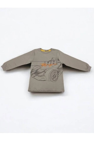 Erkek Çocuk Racing Sweatshirt-14666 Gri