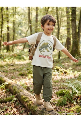 Jurassıc World Jurassic World 2-9 Yaş Tişört - Ekru