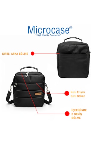 Microcase 4 Bölmeli Günlük Kullanım İçin Su Geçirmez Omuz Askılıklı El Çantası Al5498 Siyah