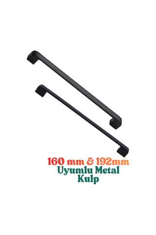 Radius Siyah Metal Mobilya Kulpu 192 Mm 19,2 Cm Uyumlu Modern Mutfak Dolabı Çekmece Kulbu 16,0 19,2 Siyah Siyah
