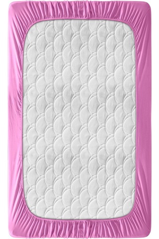 Penye Lastikli Çarşaf, Battal Çift Kişilik , Pembe, Pamuk-elastan Örme Kumaş, 230 Gr/m² Pembe