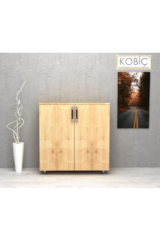 Kobiç Ofis Dosya Dolabı Kilitli Tam Kapak Suntalam Dolap 70x35x80 Cm Meşe Meşe
