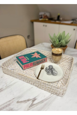 The Mia Hasır Tepsi Dikdörtgen 45x35x7 Cm