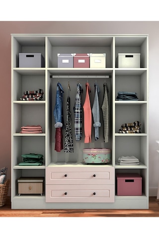 Rabi Mobilya Beyza Country 4 Kapaklı 2 Çekmeceli Gardırop