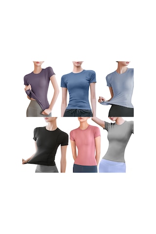 Gajeena Kadın Spor Tişört - Esnek, Nefes Alabilir, Yoga Ve Koşu İçin Rahat Fit SiYAH