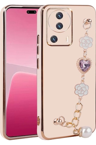 Xiaomi Mi 13 Lite Kılıf El Tutamaçlı Kamera Korumalı Zore Taka Silikon Kapak Pembe