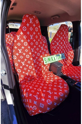 Lv Desen Xl Kırmızı 3d Baskı Otomobil Servis Kılıfı Ön Ve Arka 4parça Takım 1.kalite Likrali Penye Y 1 Takım