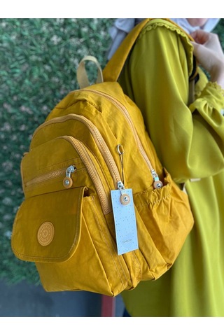 Mega Boy Krem Unisex Ayarlanabilir Ortapedik Askılı 9 Gözlü Laptop Bölmeli Okul Çantası Sarı