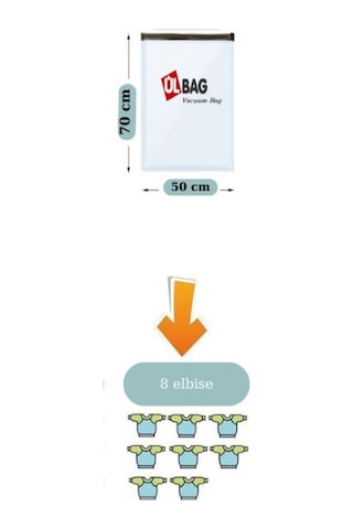 5'li Vakumlu Poşet Seti En Küçük Boy 50 Cm X 70 Cm Yastık, Elbise Ve Bavul Içi Vakumlu Hurç Şeffaf