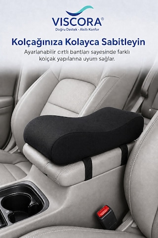 Oto Kolçak Yükseltme Pedi Visco Dolgulu, Nefes Alan Kumaşlı, Ayarlanabilir Kol Desteği