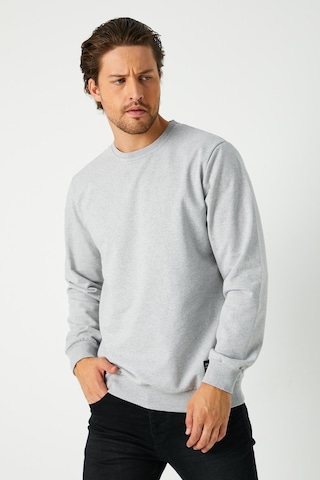 MMetalic Basic Bisiklet Yaka Erkek Sweatshirt Gri