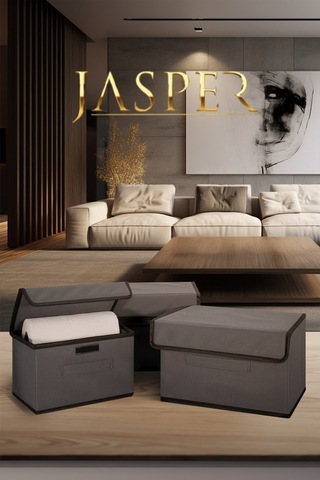 Jasper Krem Dikdörtgen Baza Ve Çekyat Altı Kulplu Kıyafet Eşya Düzenleyici Hurç Krem