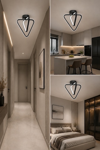 AvizeGO Urban Led Plafonyer Avize Beyaz Işık Siyah