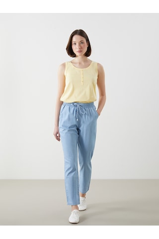 Lcwaıkıkı Classic Bej Beli Lastikli Carrot Fit Kadın Jean Pantolon