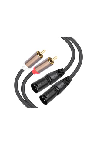 2 Rca Erkek - 2 Xlr Erkek Ses Dengesi Kablosu, Uzunluk: 3m Siyah