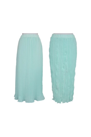 Bulalgiy Kadın Mint Yeşili Pileli Maxi Etek - Bga476959