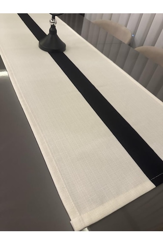 Keten Siyah Şerit Runner 4 Adet Yastık Kılıfı