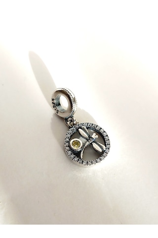 Gümüş Işıltılı Sarı Yusufcuk Pan Tasarım Bileklik Uyumlu Charm 1