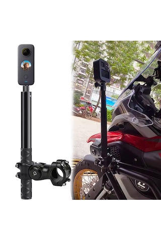 Fimtech Insta360 Uyumlu Görünmez Selfie Çubuk Motosiklet Bağlantı Aparatı