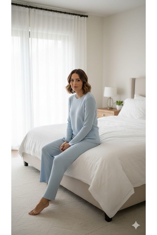 Sude Kadın Pijama Takımı Bebek Mavi