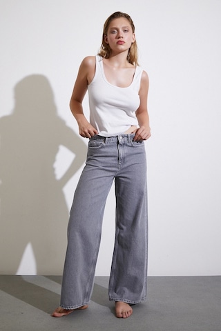 Never More Yüksek Bel Wide Leg Jean Füme
