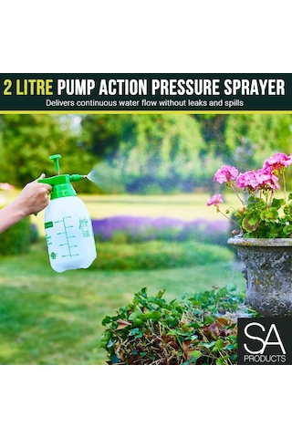 Hangfox Bahçe Bitkileri İçin 2l Plastik Basınçlı Sprey Botu - Ayarlanabilir Nozel, Kilitlebilir Tetik Ve Su Akışı Regülatörü