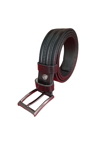 Erkek Kemer Baskı Desenli Siyah Hakiki Vejetal Dana Deri 3.5 CM Siyah