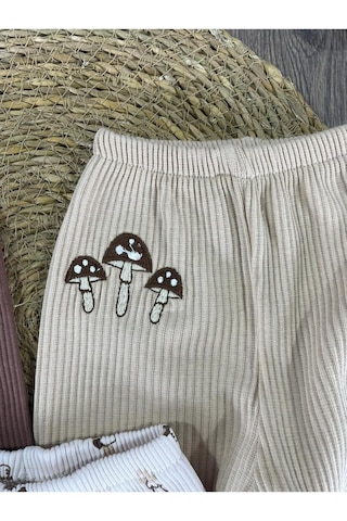 101 Dalmations Mantar Baskılı Yenidoğan Organik Pamuk Erkek Bebek Patikli Eşofman 3lü Set Çok Renkli