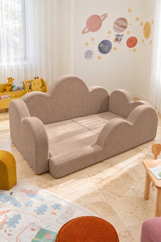 Funbed Junior Bulut Tasarımlı Çocuk Yatağı, Karyola Ve Oyun Matı Seti Bej - 938609351