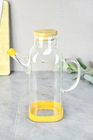 800 Ml Bambu Kapaklı Borosilikat Cam Kare Yağlık Diğer