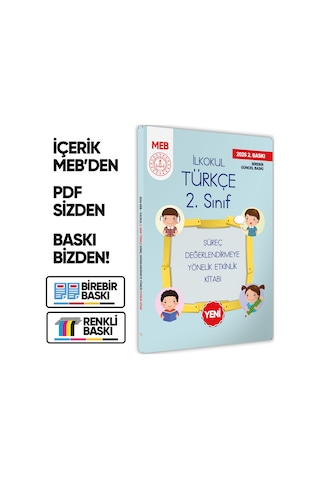 2026 MEB İlkokul 2.Sınıf Türkçe Süreç Değerlendirmeye Yönelik Etkinlik Kitabı (Renkli)BASKI ÜCRETİ