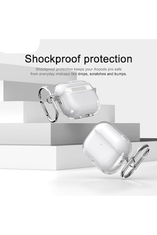 Soft Yumuşak Şeffaf Esnek Silikon Airpods Pro 3 İle Uyumlu Kulaklık Kılıfı Ve Karabina Anahtarlık Şeffaf, Airpods Pro 3