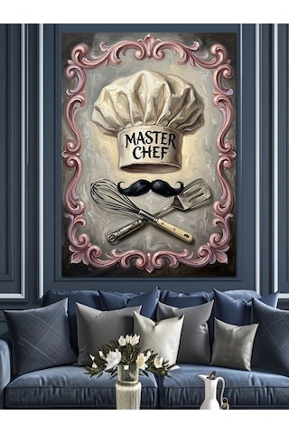 Master Chef Mutfak Kuralları Tabelası Dekoratif Kanvas - Mdf Ahşap Tablo