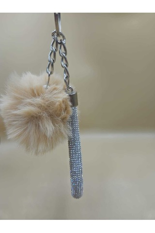 Gümüş Angel Anahtarlık Minik Ponpon Seçenekli Camel Ponpon