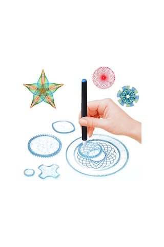 Desen Çizim Cetveli Spirograph 3 Boyutlu 6 Adet Mavi