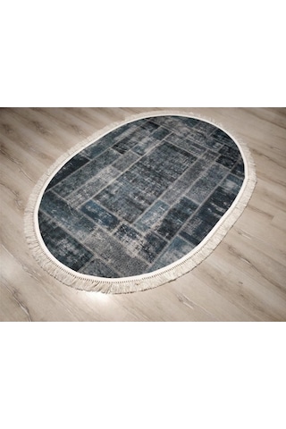 Yamalıhome Angel 1444-02 Patchwork Antrasit 120X180 Cm Saçaklı Ov