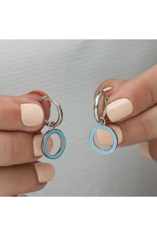 Gümüş Fosforlu Mi Oval Küpe