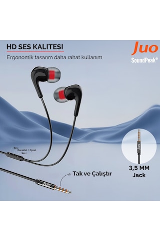 Juo 3.5mm Jack Girişli Mikrofonlu Kablolu Kulak İçi Kulaklık Diğer