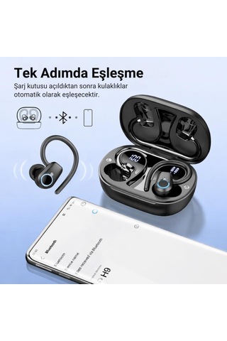 Coofbe Bluetooth Vers.5.4 500mah Kancalı Kulakiçi Bluetooth Kulaklık Şarj Göstergeli Stereo Kulaklık