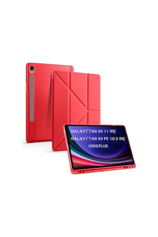 Samsung Galaxy Uyumlu Tab S9 Fe X510 X516 Kılıf Kalem Bölmeli Trifolding Case