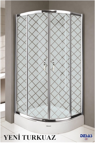 Desaş Shower Yeni Turkuaz Teknesiz Oval Baklava Desenli Cam Duşakabin 90 x 90 5 MM Gümüş Desaş Shower Yeni Turkuaz Teknesiz Oval Baklava Desenli Cam Duşakabin 90 x 90 5 MM Gümüş