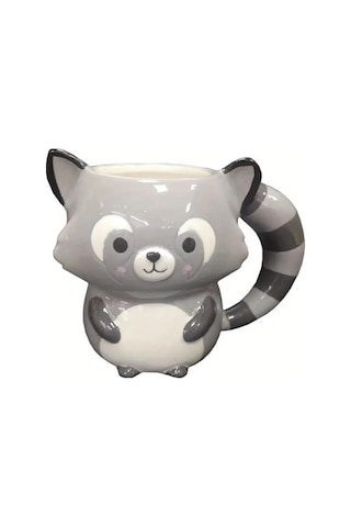 3d Rakun Seramik Kahve Fincanı Gri