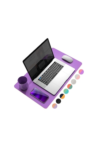 60x30 Cm Pembe Çift Taraflı Deri Desk Mat, Pu Deri Masa Koruyucu Ve Masa Sümeni, Suya Dayanıklı Kolay Silinebilir 2