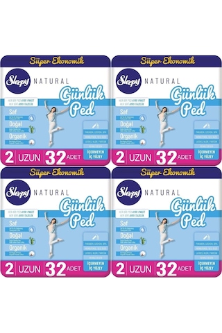 Sleepy Natural Günlük Ped Uzun 128 Adet Ekonomik