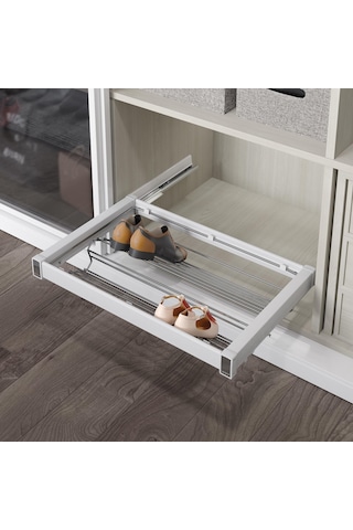 Starax Ayakkabılık Alüminyum 80cm Beyaz